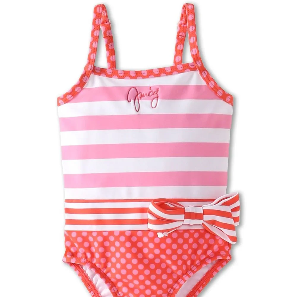 Juicy Couture Baby Infant Girl Size 3 - 6 Months Striped Swim Suit